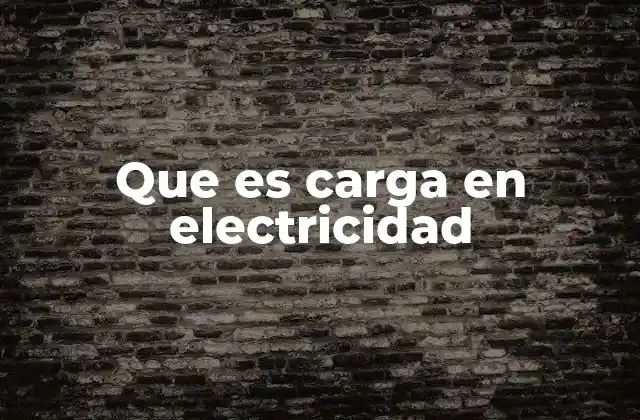 Que es Carga en Electricidad
