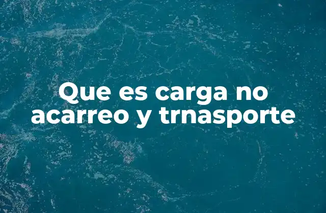 Que es Carga No Acarreo y Trnasporte