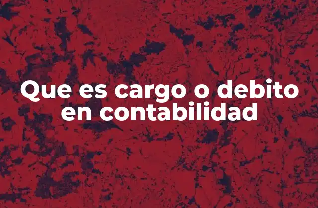 Que es Cargo o Debito en Contabilidad