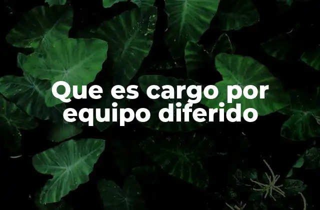 Que es Cargo por Equipo Diferido