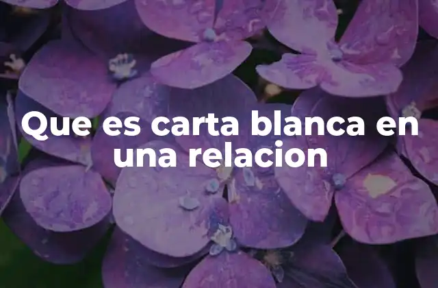 Que es Carta Blanca en una Relacion