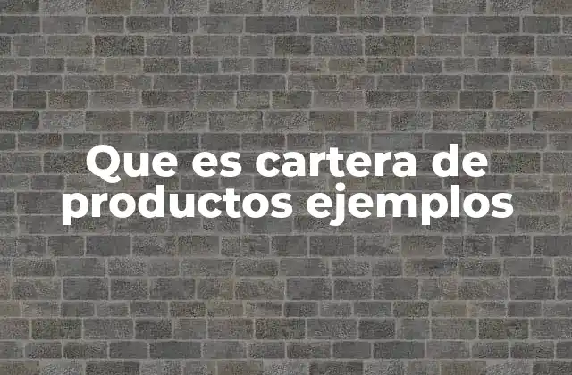 Que es Cartera de Productos Ejemplos