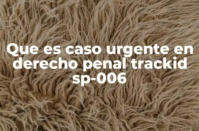 Que es Caso Urgente en Derecho Penal Trackid Sp-006
