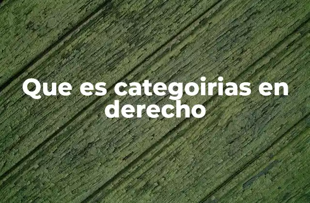 Que es Categoirias en Derecho