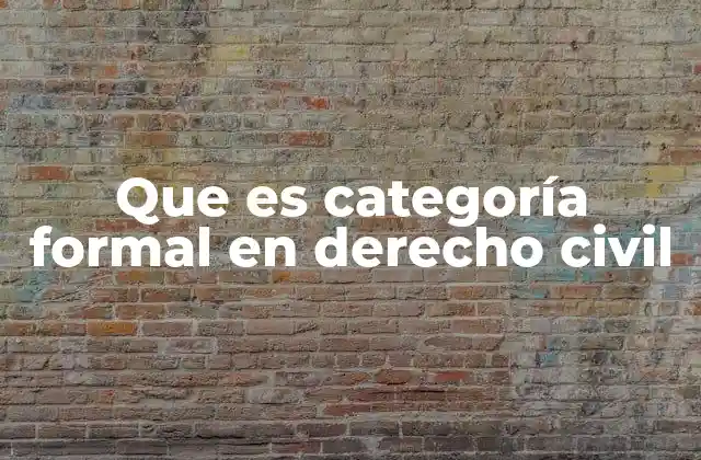 Que es Categoría Formal en Derecho Civil