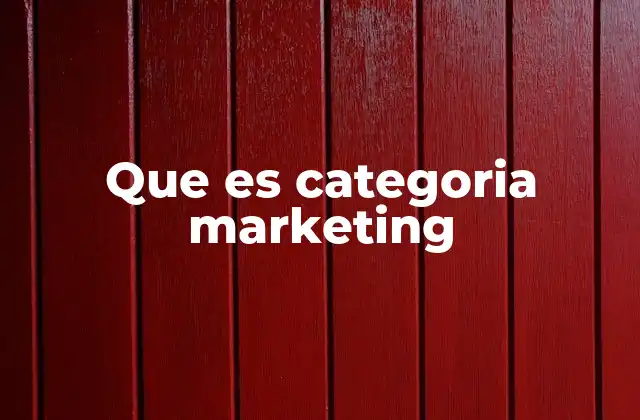 Que es Categoria Marketing
