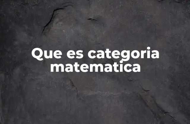 Que es Categoria Matematica