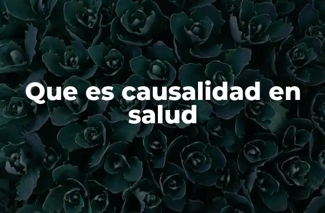 Que es Causalidad en Salud