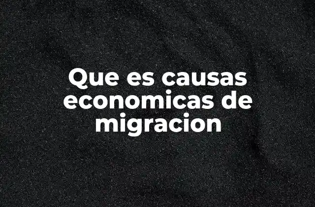 Que es Causas Economicas de Migracion