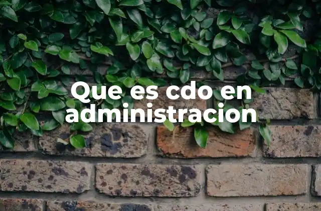 Que es Cdo en Administracion