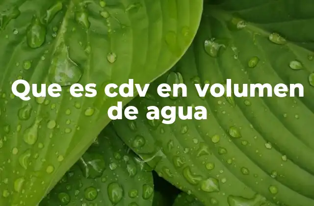 Que es Cdv en Volumen de Agua