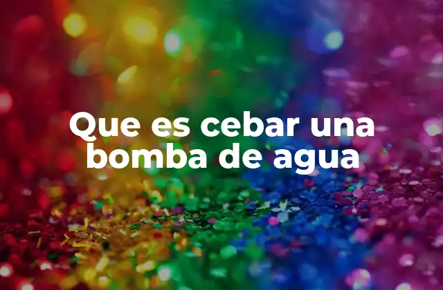 Que es Cebar una Bomba de Agua