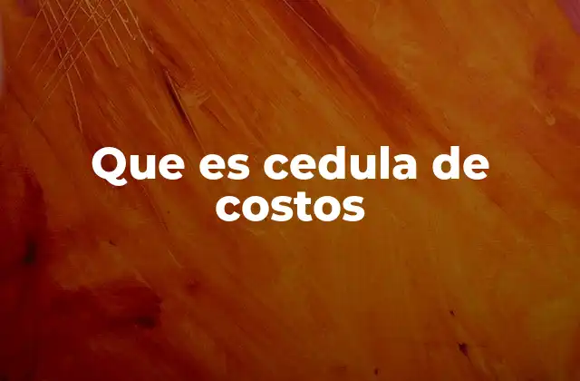 Que es Cedula de Costos