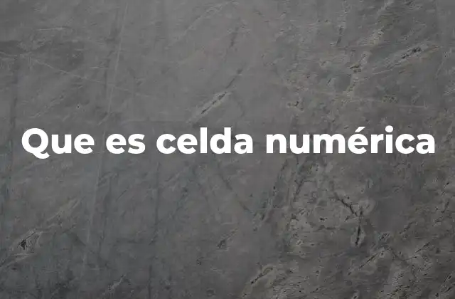 Que es Celda Numérica