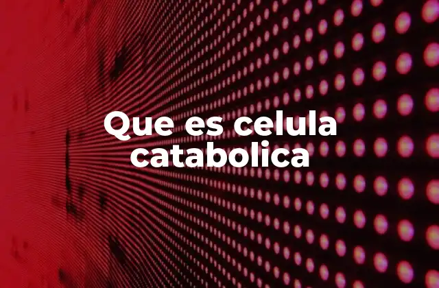 Que es Celula Catabolica
