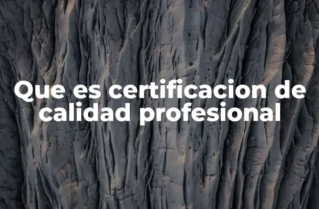 Que es Certificacion de Calidad Profesional