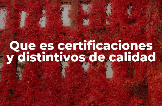 Que es Certificaciones y Distintivos de Calidad