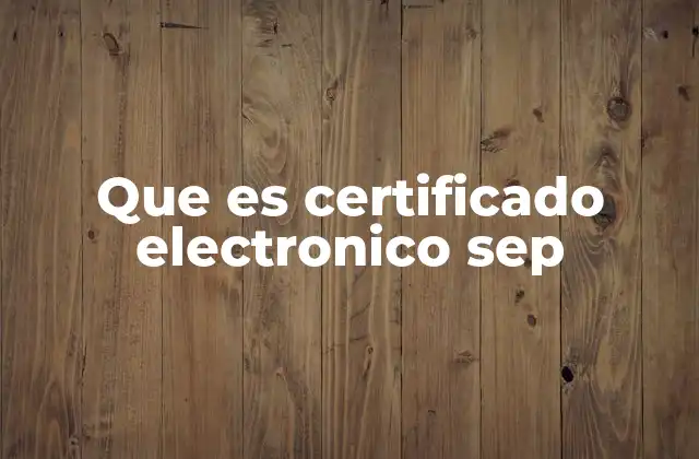 Que es Certificado Electronico Sep