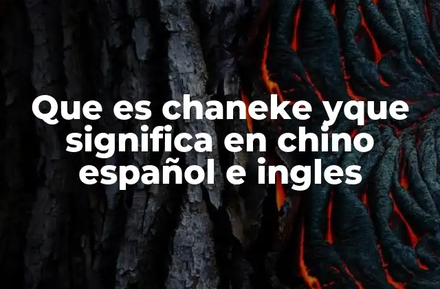 Que es Chaneke Yque Significa en Chino Español e Ingles