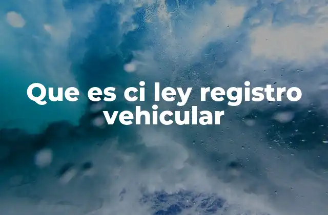 Que es Ci Ley Registro Vehicular