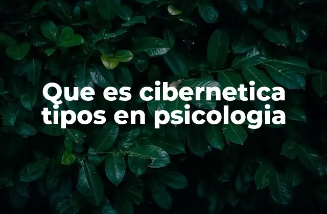 Que es Cibernetica Tipos en Psicologia