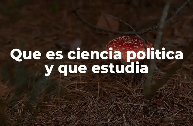 Que es Ciencia Politica y que Estudia