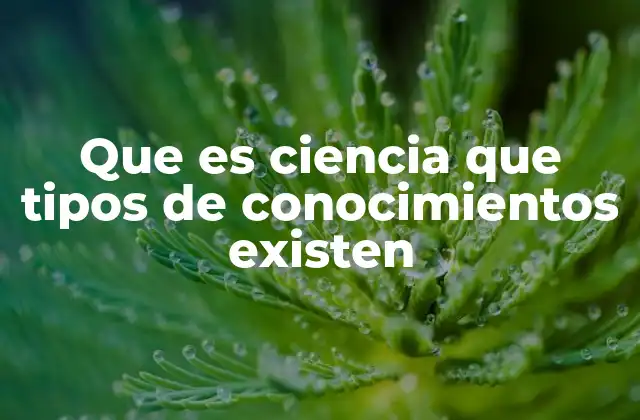 Que es Ciencia que Tipos de Conocimientos Existen