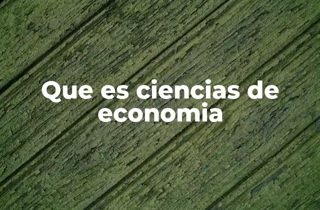Que es Ciencias de Economia
