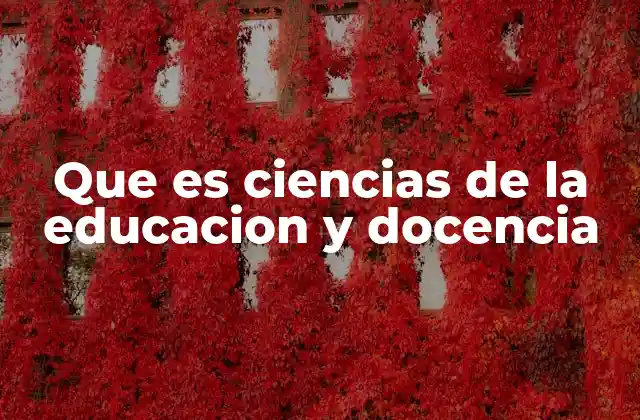Que es Ciencias de la Educacion y Docencia