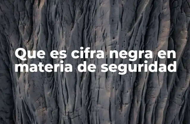 Que es Cifra Negra en Materia de Seguridad