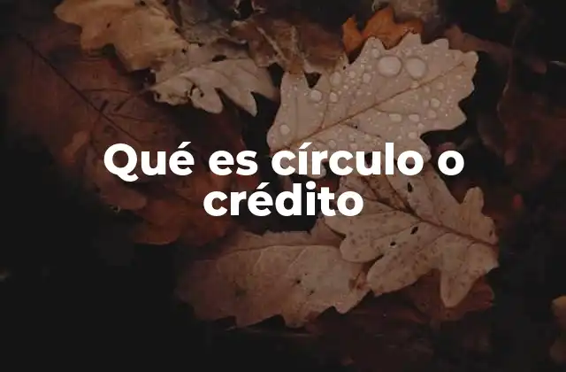 Qué es Círculo o Crédito
