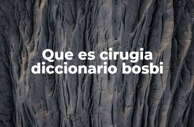 Que es Cirugia Diccionario Bosbi