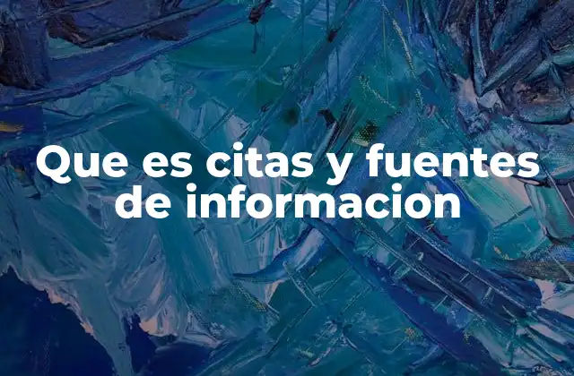 Que es Citas y Fuentes de Informacion