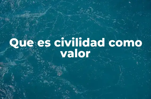 Que es Civilidad como Valor