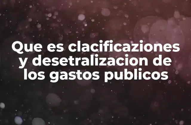 Que es Clacificaziones y Desetralizacion de los Gastos Publicos