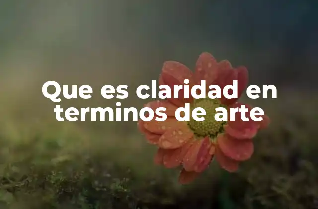 Que es Claridad en Terminos de Arte