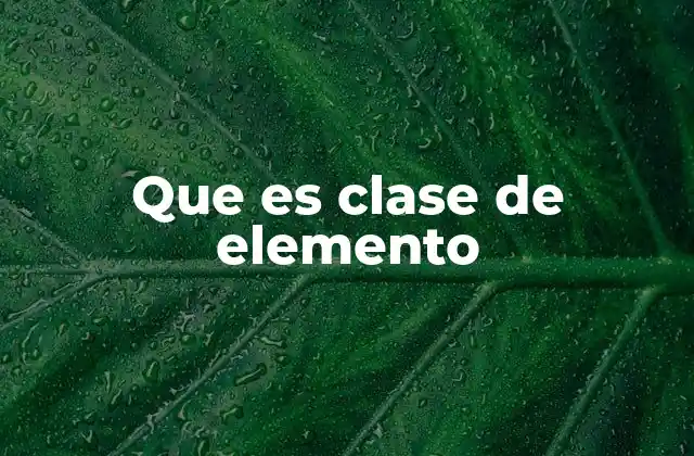 Que es Clase de Elemento