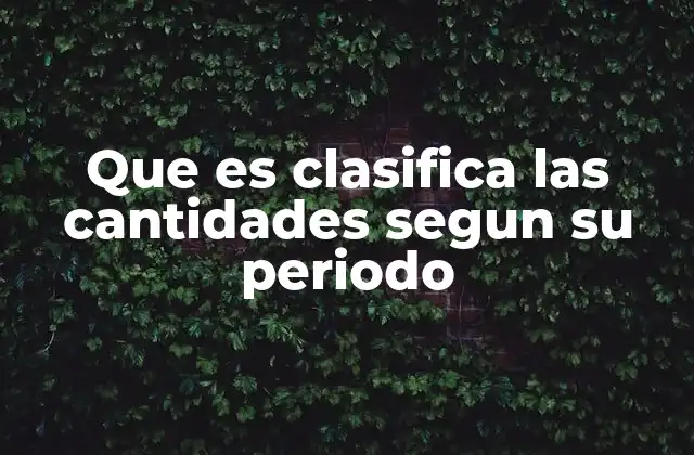 Que es Clasifica las Cantidades Segun Su Periodo