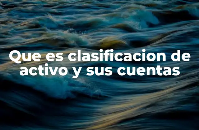 Que es Clasificacion de Activo y Sus Cuentas