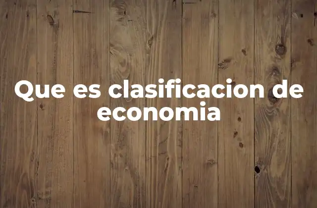 Que es Clasificacion de Economia