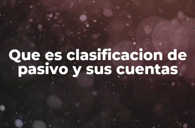 Que es Clasificacion de Pasivo y Sus Cuentas