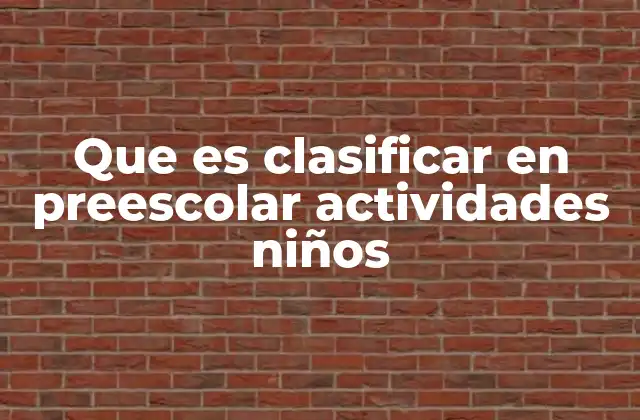 Que es Clasificar en Preescolar Actividades Niños