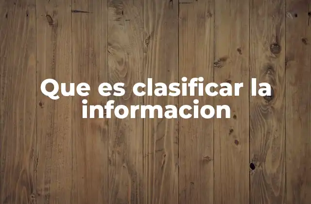 Que es Clasificar la Informacion