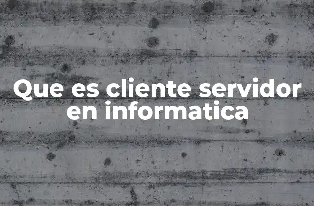 Que es Cliente Servidor en Informatica