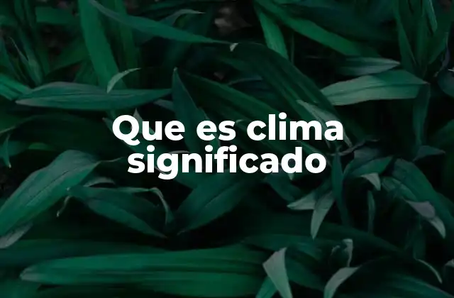 Que es Clima Significado