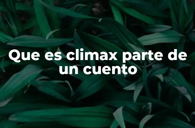 Que es Climax Parte de un Cuento