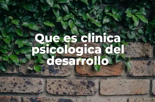 Que es Clinica Psicologica Del Desarrollo