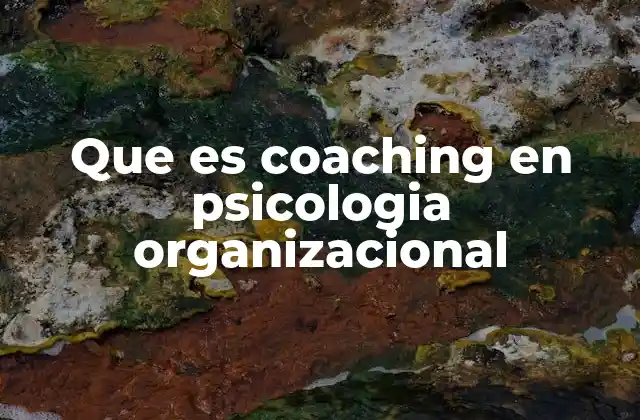 Que es Coaching en Psicologia Organizacional