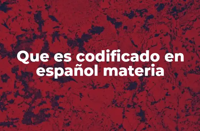 Que es Codificado en Español Materia