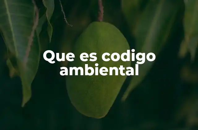 Que es Codigo Ambiental